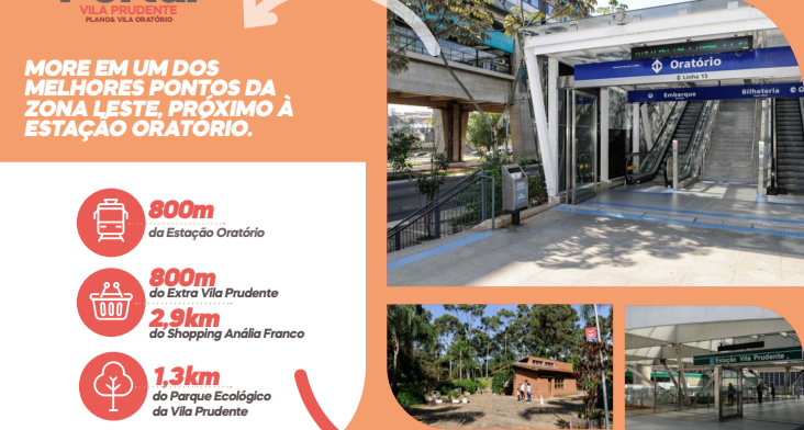 Apartamento na região da Vila Prudente, a partir de 226 mil sem varanda, 245 mil com varanda. 5 minutos a pé da Estação Oratório Monotrilho Linha Prata.