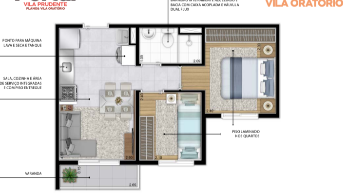 Apartamento na região da Vila Prudente, a partir de 226 mil sem varanda, 245 mil com varanda. 5 minutos a pé da Estação Oratório Monotrilho Linha Prata.
